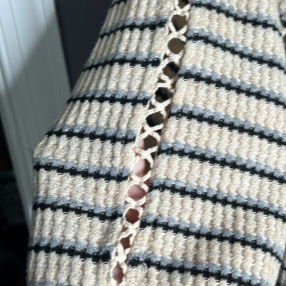 Ro & De Waffle Knit Peplum Top Crochet Sleeves Size Small - Picture 6 of 10